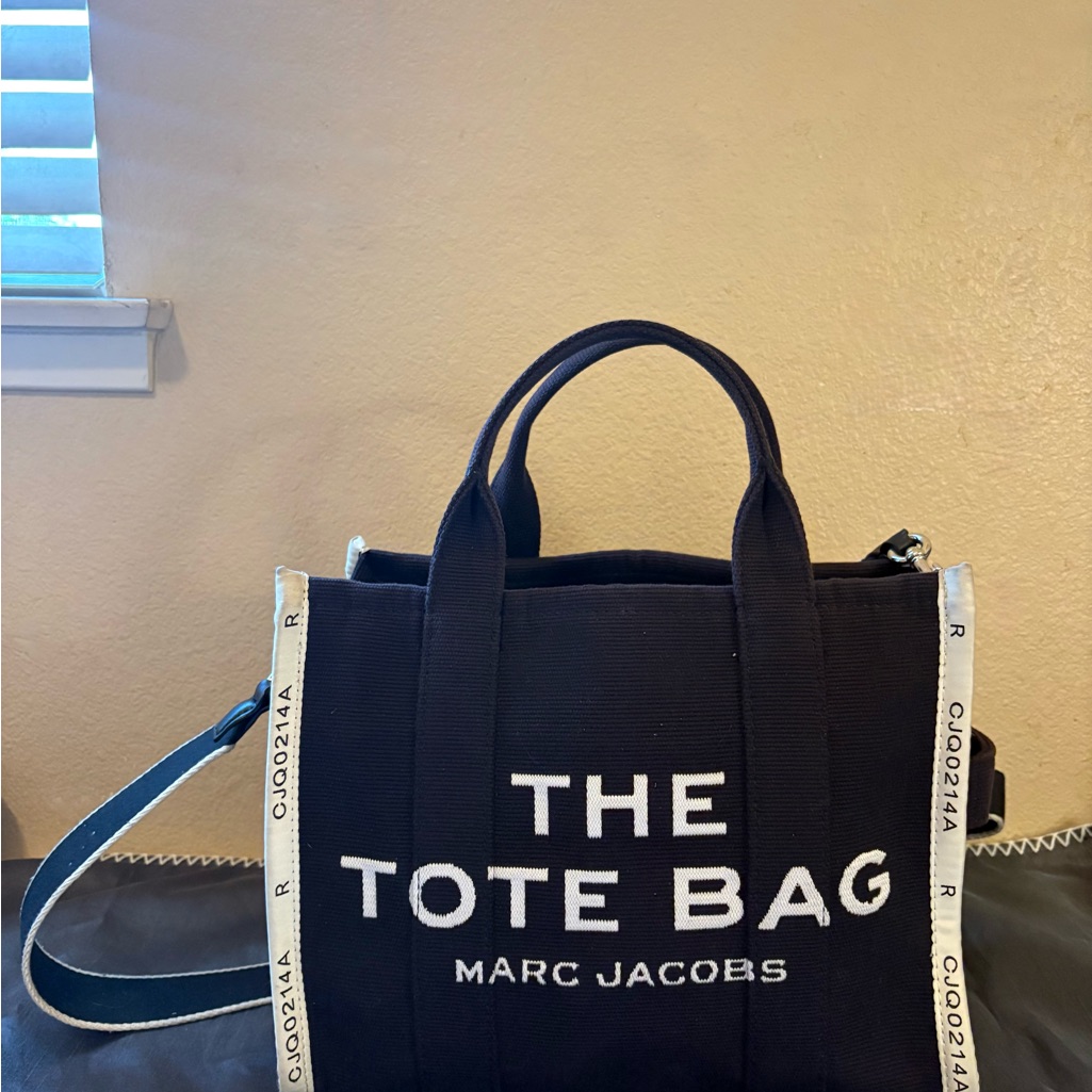 Marc Jacobs Black Canvas Tote With White Trim